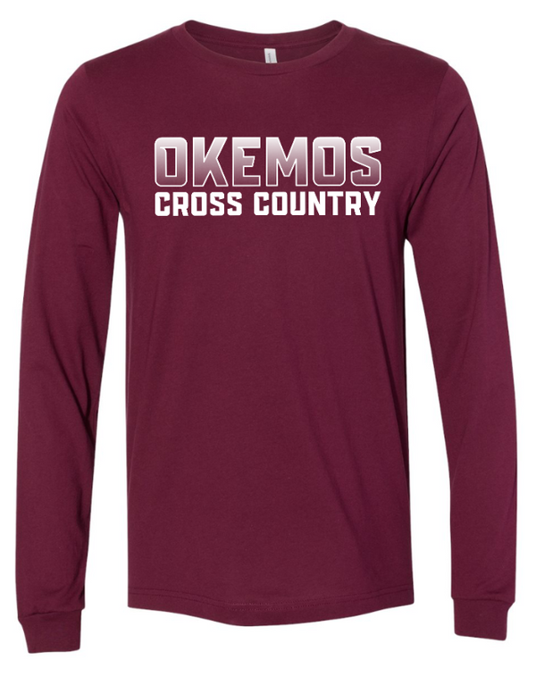 Okemos CMS Cross Country - Adult Long Sleeve T-Shirt Blue/Maroon/Black