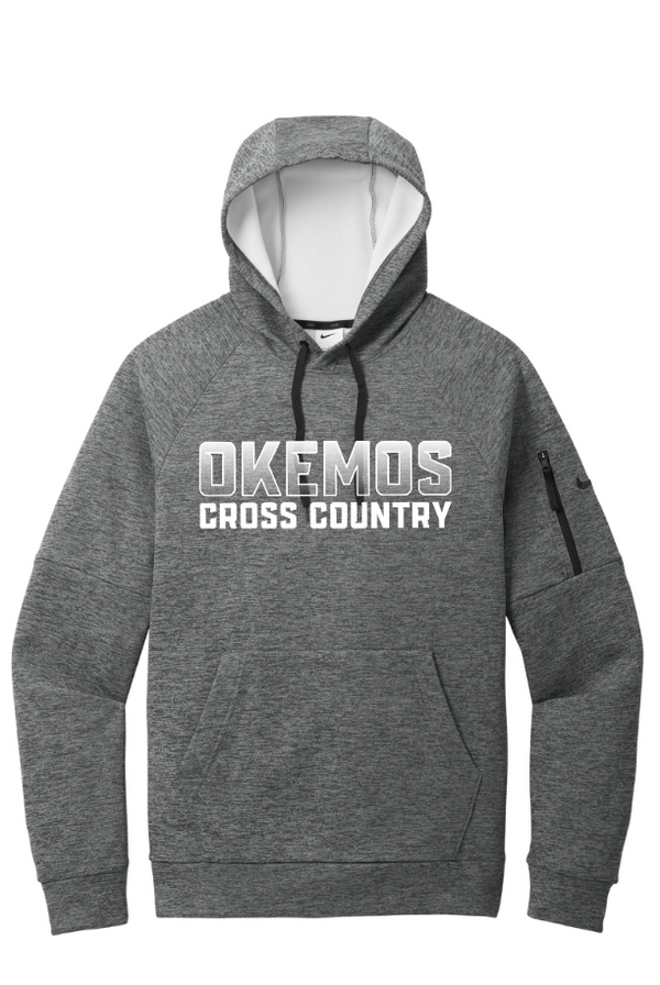 Okemos CMS Cross Country - Nike Adult Therma FIT Pullover Fleece Hoodie Grey