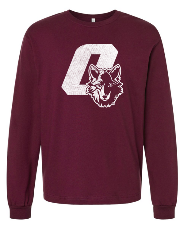 Okemos Wolves Community - Adult Heavyweight Long Sleeve T-Shirt ("O" With Wolf Design)