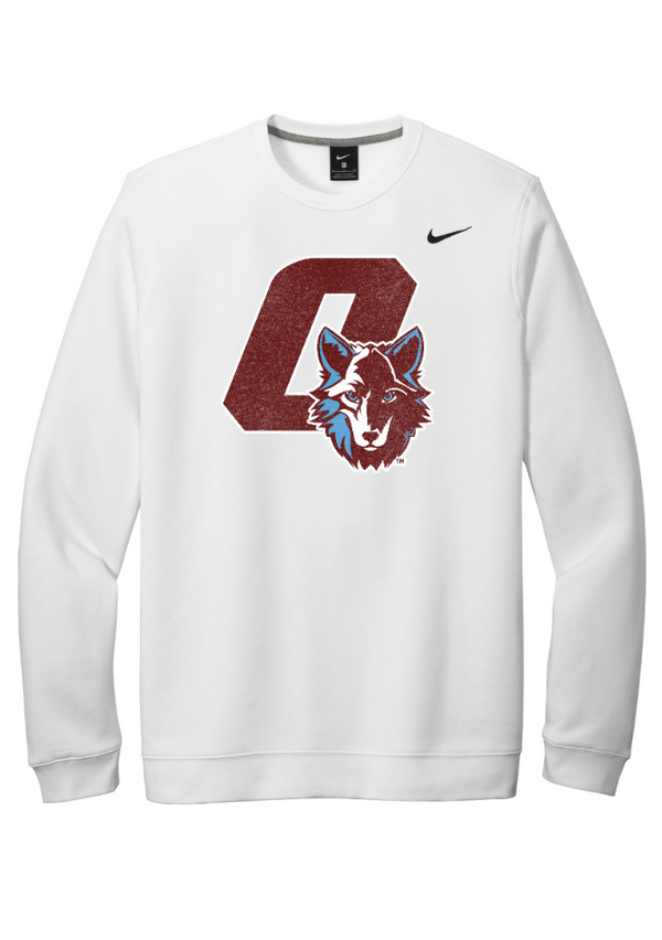 Okemos Wolves Community - Nike Fleece Crewneck Sweatshirt ("O" With Colored Wolf Design)