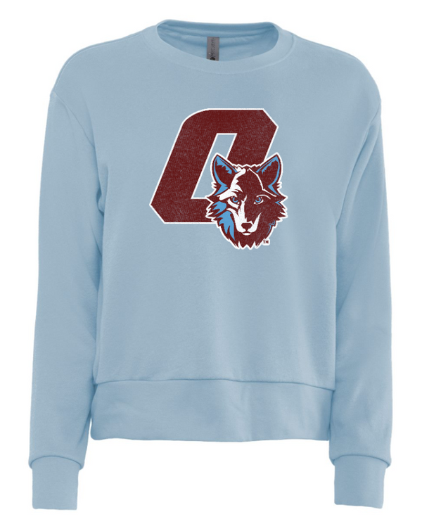 Okemos Wolves Community - Women's Sueded Sweatshirt ("O" With Colored Wolf Design)