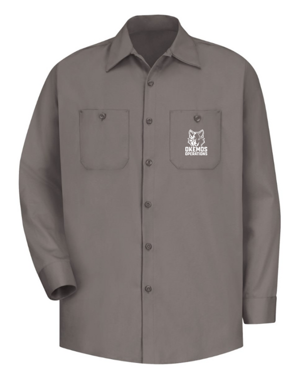 Okemos Operations Uniforms - Cotton Long Sleeve Uniform Shirt ~ Navy / Graphite ~