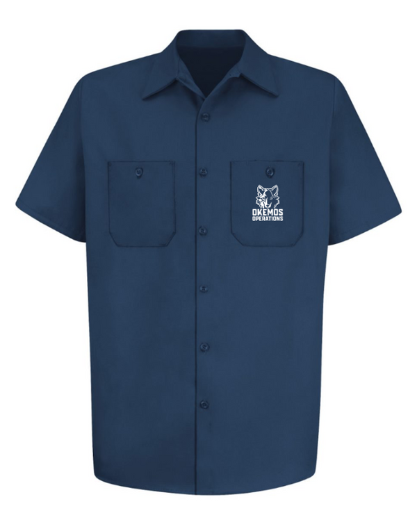 Okemos Operations Uniforms - Cotton Short Sleeve Uniform Shirt ~ Navy / Graphite ~