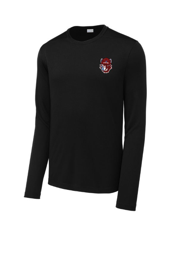 Okemos Operations Uniforms - Sport Tek UV Pro Long Sleeve Tee ~  Cardinal / Dark Grey / Black ~