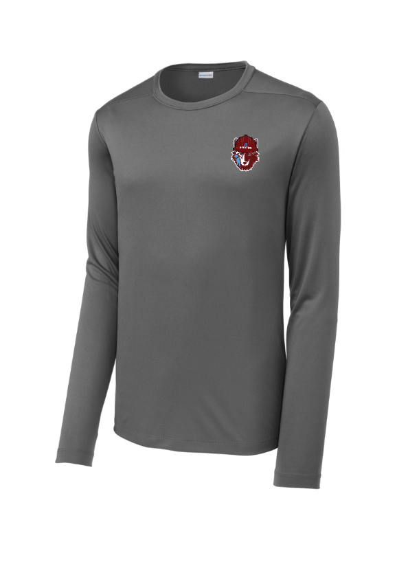 Okemos Operations Uniforms - Sport Tek UV Pro Long Sleeve Tee ~  Cardinal / Dark Grey / Black ~