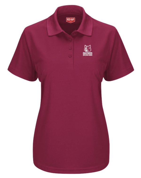 Okemos Operations Uniforms - Women's Short Sleeve Performance Knit Pocketless Polo ~ Burgundy / Charcoal ~