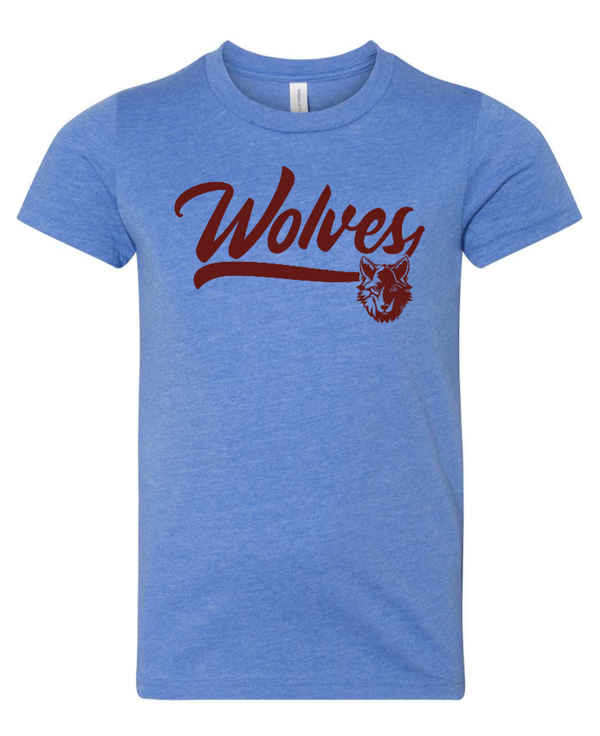 Okemos Public Montessori - Youth Jersey Tee Wolves Grey/ Light Blue