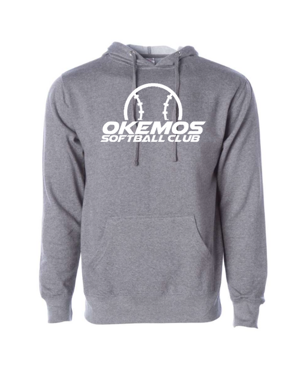 Okemos Softball Club - Adult Midweight Hooded Sweatshirt-Maroon/Grey -- (Name Optional)