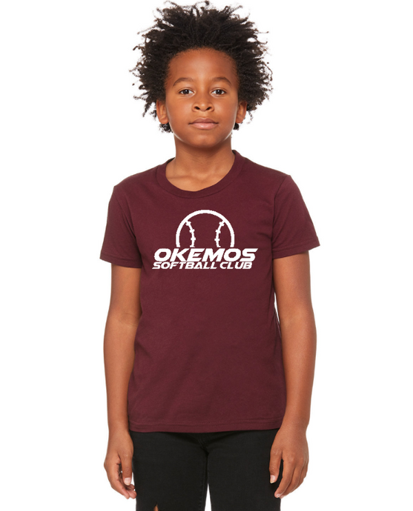 Okemos Softball Club - Youth T-Shirt - Maroon/Dark Grey (Name Optional)