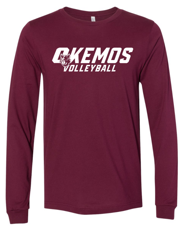 Okemos Volleyball 2024 - Adult Long Sleeve T-Shirt Blue/ Maroon (Customizable)