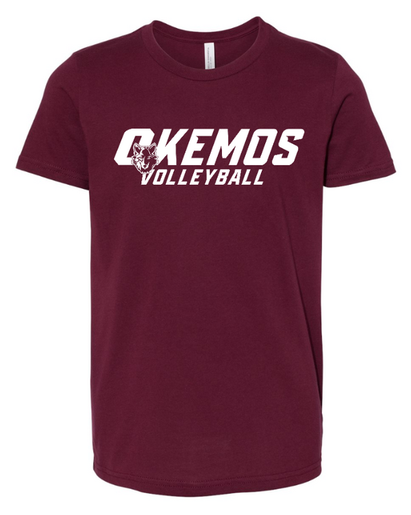 CMS Okemos Volleyball - Youth T-Shirt Maroon/ Dk Grey PERSONALIZATION AVAILABLE