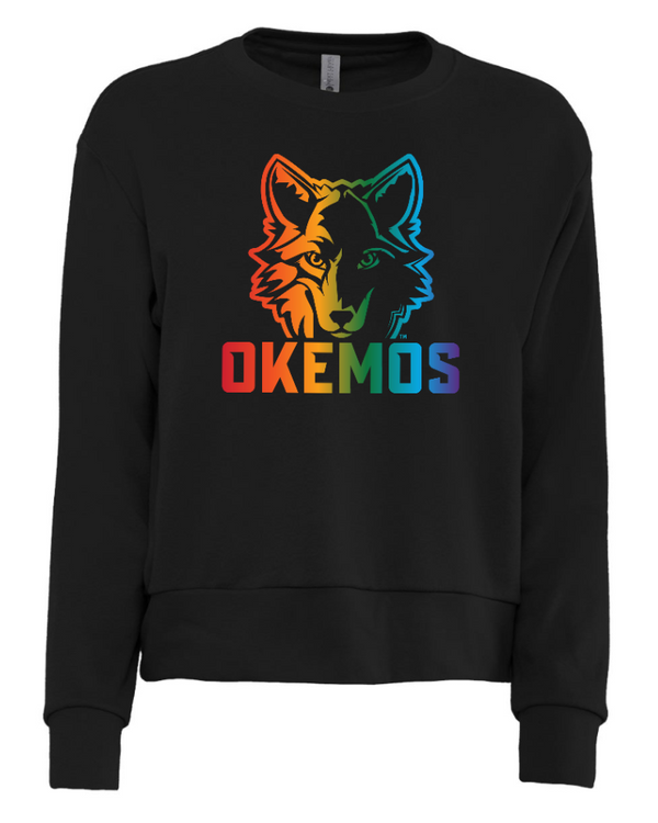 Okemos Wolves Community - Women's Sueded Sweatshirt (Rainbow Wolf Design)