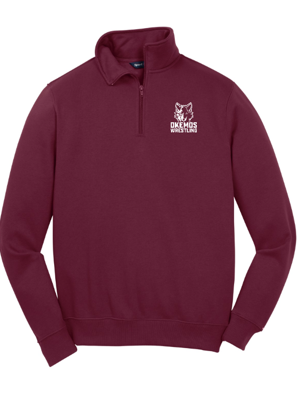 Okemos Wrestling 24/25 - Quarter Zip Sweatshirt ~ Maroon / Black ~