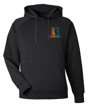 Custom Printed Apparel | OPM Holiday Store | Adult Unisex Black Fleece Hoodie "Rainbow Wolf" - OPM W25 - 18675