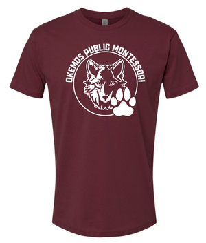 Custom Printed Apparel | OPM Holiday Store | Adult Unisex Maroon T-Shirt "OPM Wolf" - OPM W25 - 18675