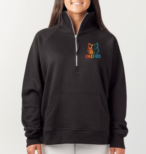Custom Printed Apparel | OPM Holiday Store | Ladies Black 1/2 - Zip Fleece "Rainbow Wolf" - OPM W25 - 18675