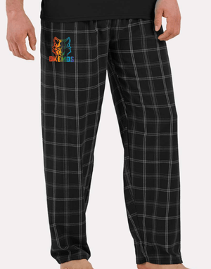 Custom Printed Apparel | OPM Holiday Store | Men's Black Plaid Harley Flannel Pants "Rainbow Wolf" - OPM W25 - 18675