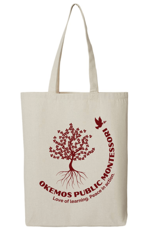 Custom Printed Apparel | OPM Holiday Store | Midweight Recycled Gusseted Tote "OPM Logo" (Blue/Natural) - OPM W25 - 18675