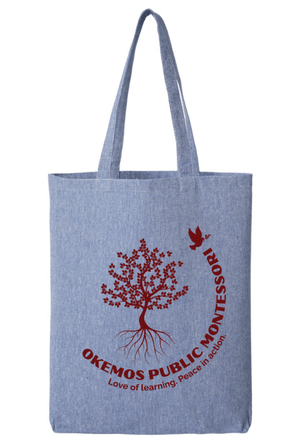 Custom Printed Apparel | OPM Holiday Store | Midweight Recycled Gusseted Tote "OPM Logo" (Blue/Natural) - OPM W25 - 18675