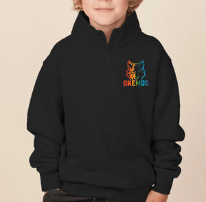 Custom Printed Apparel | OPM Holiday Store | Youth Black 1/4 - Zip Fleece "Rainbow Wolf" - OPM W25 - 18675