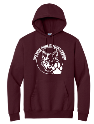 Custom Printed Apparel | OPM Holiday Store | Youth Maroon Fleece Hoodie "OPM Wolf" - OPM W25 - 18675