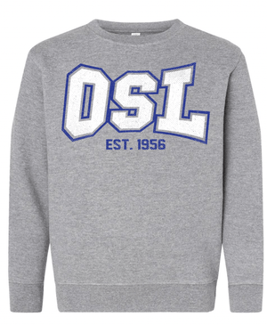Custom Apparel - Screen Printing - OSL Block Youth Crewneck Sweatshirt - OSL Fulfillment Stock