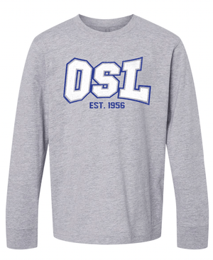 Custom Printed Apparel | OSL Block Youth Long Sleeve T-shirt - OSL Fulfillment Stock