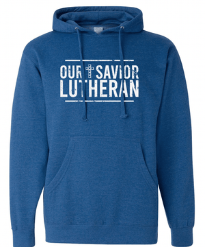 Custom Apparel - Screen Printing - Our Savior Lutheran Blue Unisex Hooded Sweatshirt - Hooded Sweatshirt - OSL Fulfillment Stock