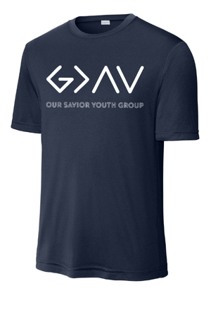 Custom Apparel - Screen Printing - Our Savior Youth Group - Performance T-Shirt (Navy / Grey) - Our Savior Youth Group - 17496