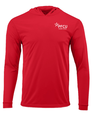 Custom Apparel - Screen Printing - PFCU Staff Shop - Performance Hooded Long Sleeve T-Shirt (Multiple Colors Available) - PFCU Staff Shop - 17266
