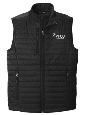 Custom Printed Apparel | PFCU Staff Shop - Unisex Black Packable Puffy Vest - PFCU Staff Shop F25 - 18474