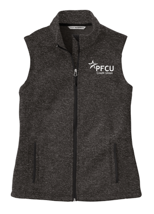 Custom Printed Apparel | PFCU Staff Shop - Women's Black Fleece Sweater Vest - PFCU Staff Shop F25 - 18474