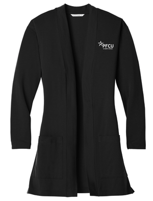 Custom Printed Apparel | PFCU Staff Shop - Women's Black Long Pocket Cardigan - PFCU Staff Shop F25 - 18474