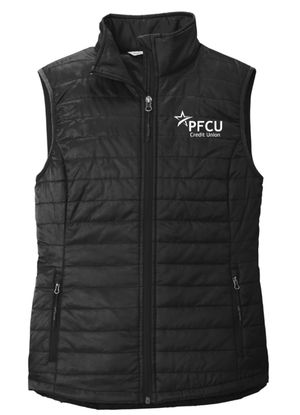 Custom Printed Apparel | PFCU Staff Shop - Women's Black Packable Puffy Vest - PFCU Staff Shop F25 - 18474