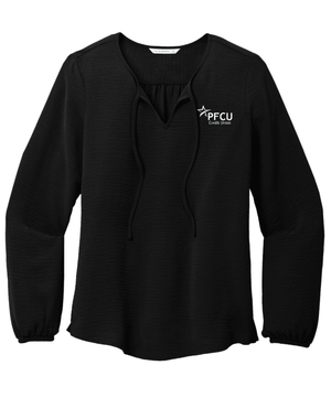 Custom Printed Apparel | PFCU Staff Shop - Women's Long Sleeve Crepe Blouse - PFCU - 19159