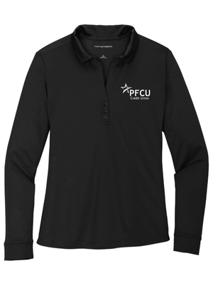 Custom Printed Apparel | PFCU Staff Shop - Women's Silk Touch Performance Long Sleeve Polo - PFCU - 19159