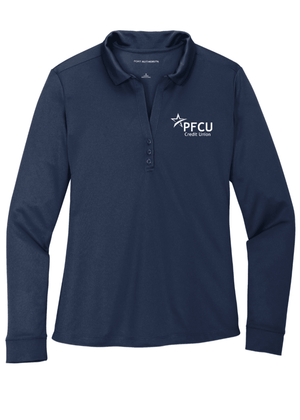 Custom Printed Apparel | PFCU Staff Shop - Women's Silk Touch Performance Long Sleeve Polo - PFCU - 19159