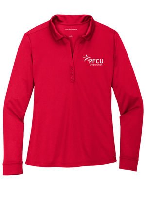 Custom Printed Apparel | PFCU Staff Shop - Women's Silk Touch Performance Long Sleeve Polo - PFCU - 19159
