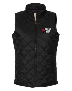 Custom Apparel - Screen Printing - PHS Girl's Golf Apparel - Women's Vintage Diamond Quilted Vest Black - PHS Girls Golf - 16466