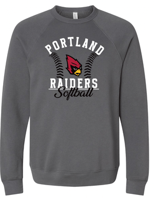 Custom Apparel - Screen Printing - PHS Softball Round 2 - Fleece Crewneck Sweatshirt (Asphalt / Cardinal) - PHS Softball 2 - 17644