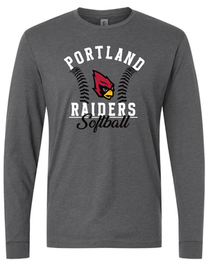 Custom Apparel - Screen Printing - PHS Softball Round 2 - Unisex Long Sleeve T-Shirt (Graphite / Cardinal) - PHS Softball 2 - 17644