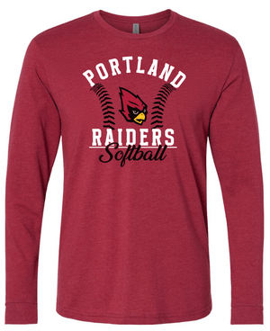 Custom Apparel - Screen Printing - PHS Softball Round 2 - Unisex Long Sleeve T-Shirt (Graphite / Cardinal) - PHS Softball 2 - 17644