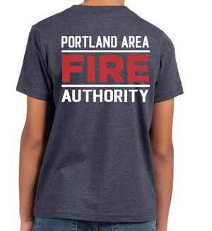 Custom Printed Apparel | Portland Area Fire Authority Fall 2025 - Navy Youth T-Shirt - Portland Area Fire Authority Fall 2025 - 18213