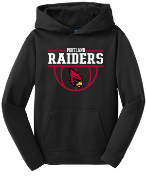 Custom Printed Apparel | Portland Basketball 2025 | Youth Performance Fleece Hoodie "Front Design" (Black/Grey) - Portland Basketball 25 - 18738