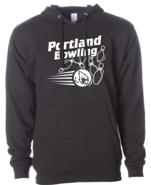 Custom Apparel - Screen Printing - Portland Bowling - Midweight Hooded Sweatshirt (Black / Maroon) - Portland Bowling - 16872
