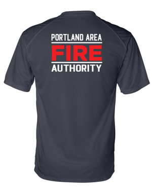 Custom Apparel - Screen Printing - Portland Fire Dept - Adult Wicking T-Shirt Navy - Portland Fire Dept - 16390