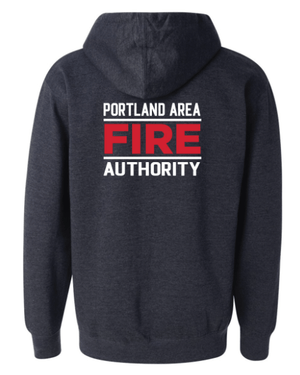 Custom Apparel - Screen Printing - Portland Fire Dept - Midweight Hooded Sweatshirt Navy - Portland Fire Dept - 16390