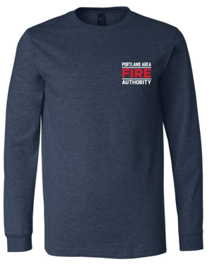 Custom Apparel - Screen Printing - Portland Fire Dept - Unisex Long Sleeve Tee Navy/ Charcoal Triblend - Portland Fire Dept - 16390