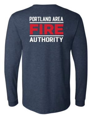 Custom Apparel - Screen Printing - Portland Fire Dept - Unisex Long Sleeve Tee Navy/ Charcoal Triblend - Portland Fire Dept - 16390