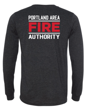 Custom Apparel - Screen Printing - Portland Fire Dept - Unisex Long Sleeve Tee Navy/ Charcoal Triblend - Portland Fire Dept - 16390